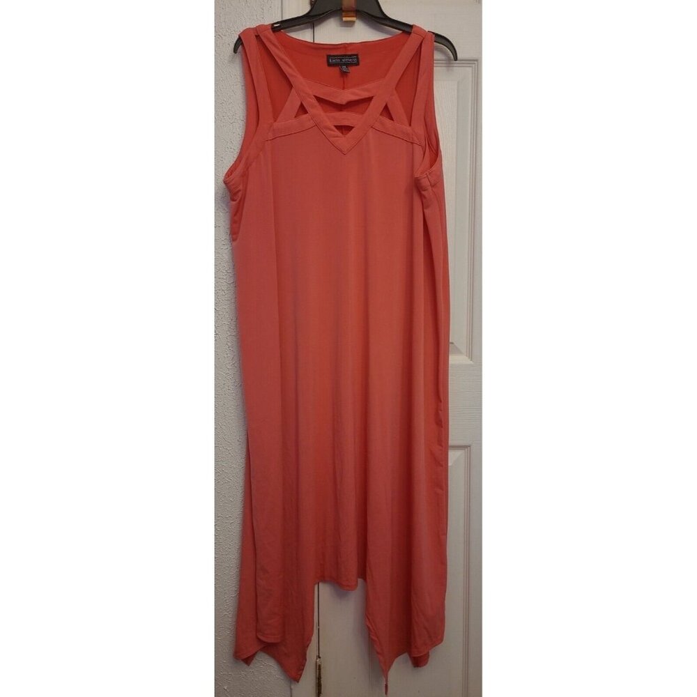 Karin Stevens Womens Dress Size 20W Pink Peach Sleeveless Cruise Maxi Summer